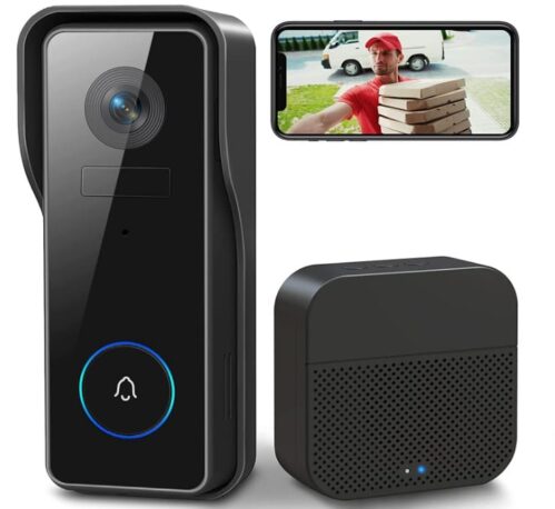 XTU Wireless WiFi Video Doorbell Camera with Chime, 2K HD Smart Video Doorbell with Camera Battery Operated PIR Motion Detection Night Vision 2-Way Audio Support SD Card & Cloud Storage