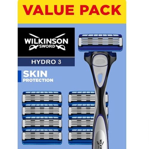 WILKINSON SWORD - Hydro 3 Skin Protection For Men | Regular | Razor Handle + 9 Blade Refills