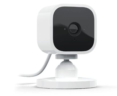 Blink Mini | Compact indoor plug-in smart security camera, 1080p HD day and night video, night vision, motion detection, two-way audio, easy setup, Works with Alexa — 1 camera (White)