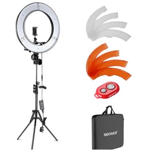 NEEWER Ring Light Kit: 18"/45cm Outer 55W 5600K Dimmable LED Ring Light