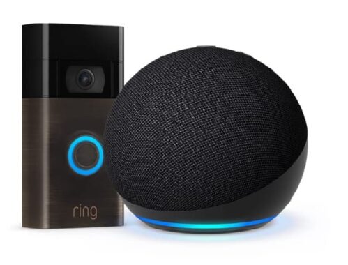 Ring Video Doorbell by Amazon, Venetian Bronze, Works with Alexa + Echo Dot (5th generation, 2022 release), Charcoal - Smart Home Starter Kit